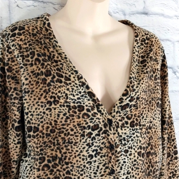 Rockwood Street Cardigan Cropped Leopard Print Sz XL - Picture 2 of 5